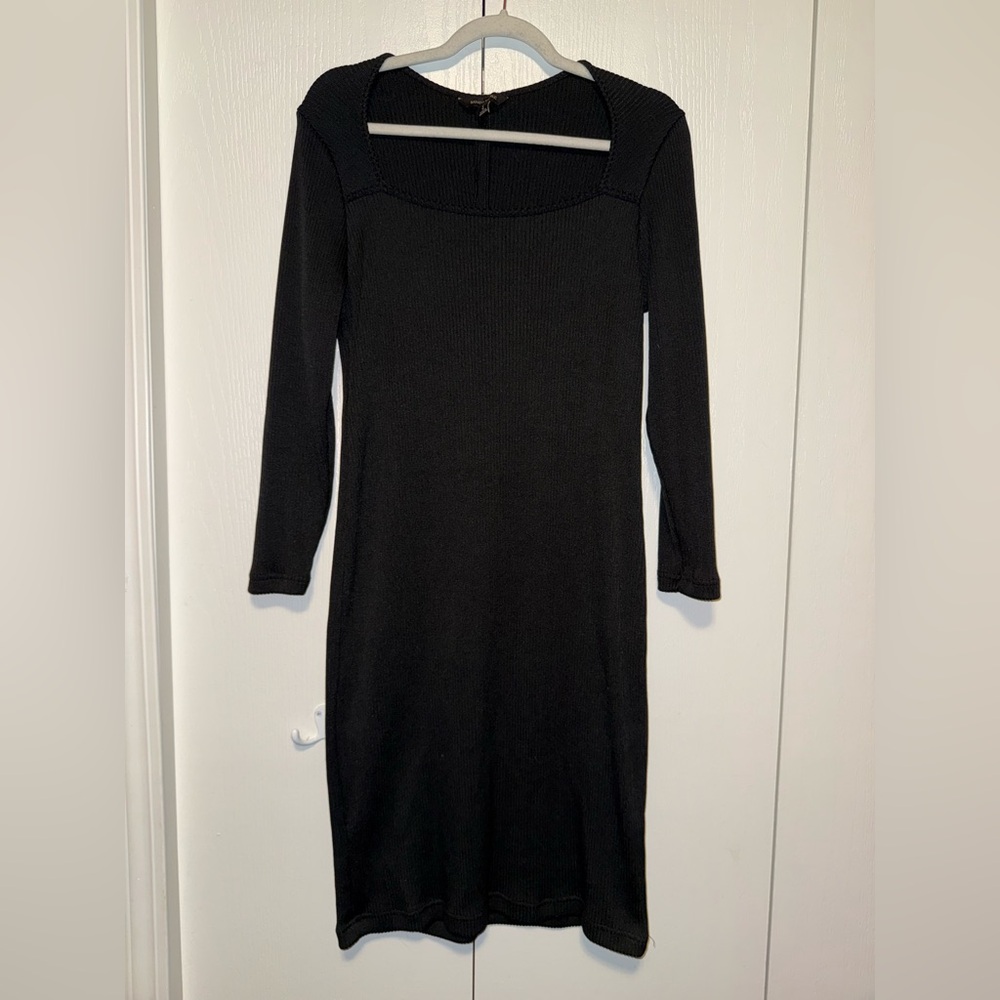 BANANA REPUBLIC LONG SLEEVE SWEETHEART MARLED RIBBED KNIT DRESS